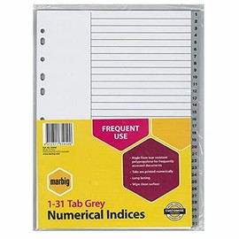 Marbig Indices & Dividers 1-31 Tab Pp A4 Grey