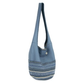 The Sak 120 Hobo Bag in Crochet - Large Women's Purse & Shoulder Bag for Everyday Travel - Durable Handbag With Back Zipper Pocket and Magnetic Snap Closure - Leather/Maritime Seminyak