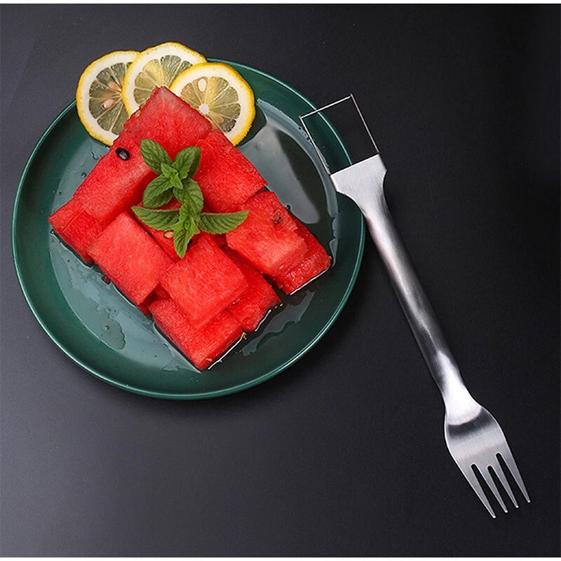 Unbranded Watermelon Slicer Cutter,2-in-1 Fork Stainless Steel Fruit Cutting Artifact