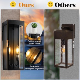 Sparluvix Outdoor Wall Lights 16 Inch Large, 2 Pack Black Modern Exterior Lighting Fixtures Wall Mounted with 2-Candle Light, Waterproof Outside Wall Sconces Coach Lamps Porch Lanterns for House E12