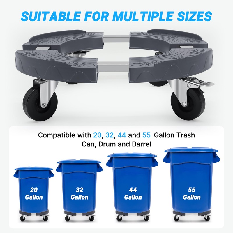 W B D WEIBIDA Upgraded Trash Can Roller Base Adjustable