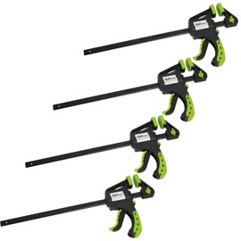 TrutzHolm® Set of 4 One-Handed Clamps with Soft-Grip Handles 60 x 300 mm for Clamping and Spreading
