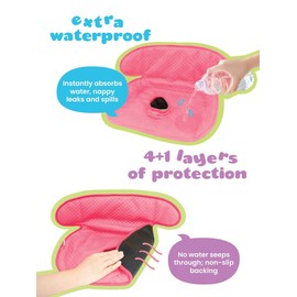 THINK GOOD TOTS Pink Piddle Pad: Waterproof Car Seat Protector for Potty Training Toddlers, Babies - Anti-Slip Backing, Machine Washable, Universal Fit, Stroller (2 Pack)