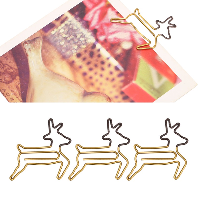 100pcs Shaped Paper Clips Deer Shape Metal Portable Office Clips