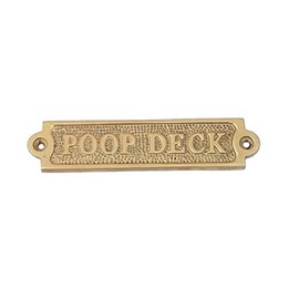 Brass Poop Deck Sign 6" - Solid Brass Wall Plaque - Novelty Sign