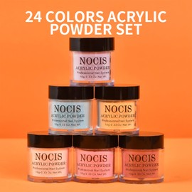 Layhou 24-Color Nail Crystal Powder Set Nail Art Crystal Powder Kit Long-Lasting Vibrant 10g*24 for Acrylic Nails Extension Carving