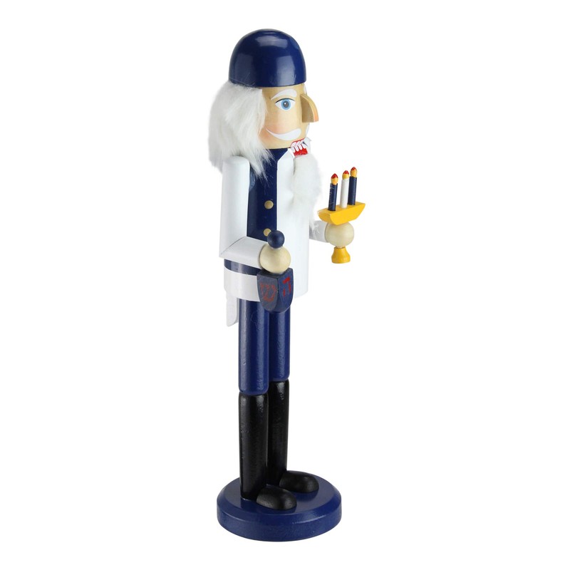 Northlight 14" Wooden Hanukkah Nutcracker with Menorah and Dreidel