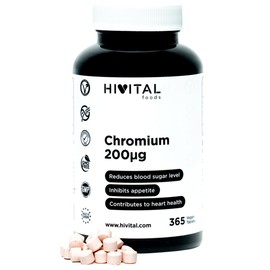 Chromium 200 mcg. 365 Vegan Tablets for 1 Year. 200 mcg Pure Chromium Per Tablet. The Best Chromium Picolinate, Highly Bioavailable and No Chemical Additives