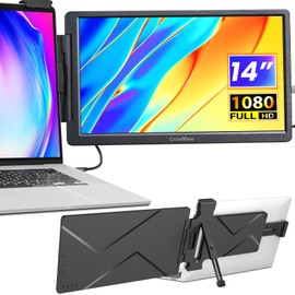 FamilyKit Laptop Screen Extender, 14" 1080P CrowView Laptop Monitor Extender, FHD Portable Monitor for Laptop (13"-16.5"), Compatible with Android Mac Wins, Screen Extender for Laptop