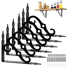 Pack of 6 Shelf Brackets, 140 x 110 mm, Black Shelf Brackets, Shelf Brackets, Heavy Duty 90 Degrees with Screws, Metal Shelf Brackets, Heavy Duty Angle for Wall Mount, Shelf, Corner Shelf