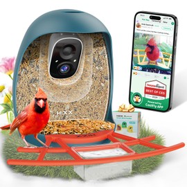 HIXX Smart Bird Feeder with Camera, Lifetime Free AI Bird Species Recognition, Solar-Powered Video Birds Feeder for Outdoors with HD Camera, Mounts Anywhere (Deep Blue)