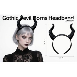VitalBloom Devil Horn Type 1 Headband, Halloween, Cosplay, Costume, Includes Headband (Black)