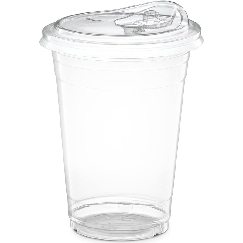 50/100pcs Plastic Cups Disposable Drinking Cups 12oz with Lids Clear