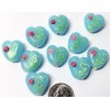 TMGP 10 Lampworked Glass 15x15x7mm Light Aqua Blue Hearts with
