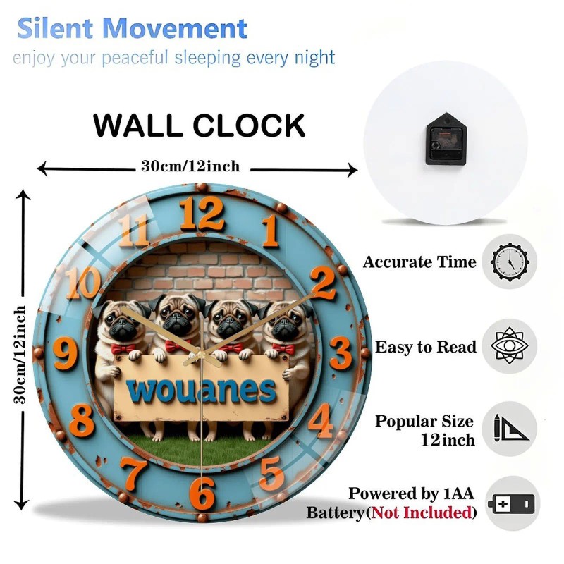 Large 12 Inch Glass Wall Clock that Resists Dust and