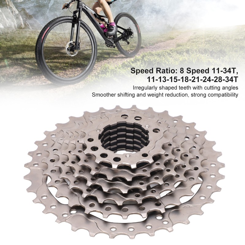 8 Speed 11‑34T Bicycle Freewheel Nickel Chromium Steel Mountain Bike