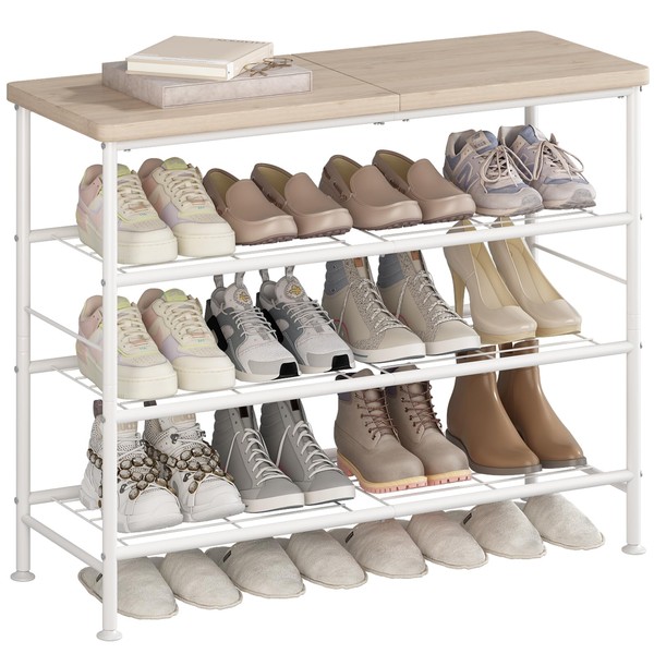 SUOERNUO Shoe Rack Organizer 4 Tier for Closet Entryway Free