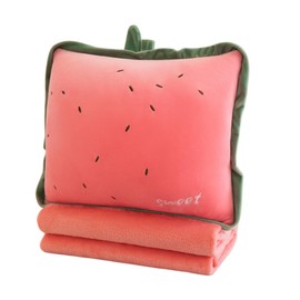 Rikyo Travel Blanket and Pillow 15 Inch 3 in 1 Plush Filling Plush Pillow with Warm Hands Pillow for Kids Airplane Train Bed Office Nap