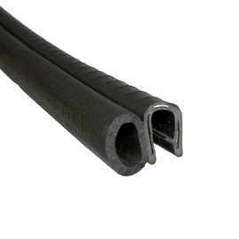 Trim Seal with Side Bulb | PVC Plastic Trim with EPDM Rubber Bulb Seal | Fits 1/4” Edge, 3/8” Bulb Seal Diameter (25 Feet)