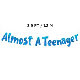 Blue Glitter Birthday Banner - Happy 12th Birthday Party Decorations, Supplies and Favors - Wedding Anniversary Decorations