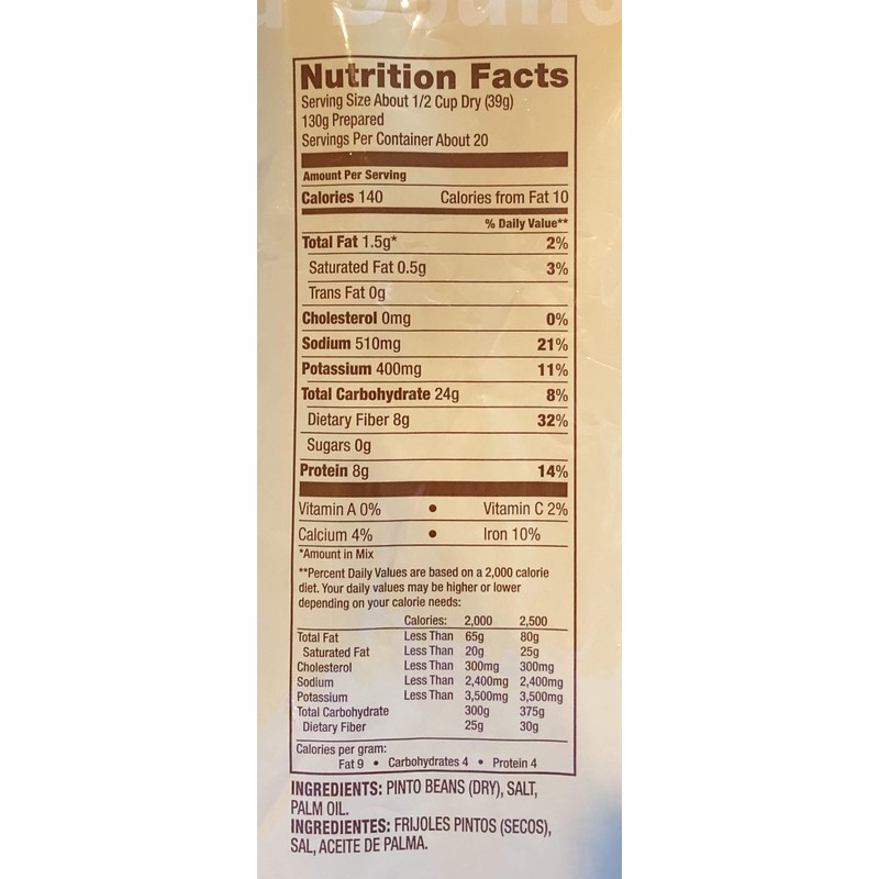 Santiago Vegetarian Refried Beans, Dehydrated Refried Pinto Beans with Whole