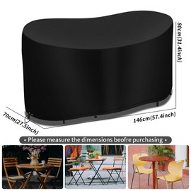 RICHIE 2 Seater Small Bistro Set Cover, 146*70*80cm Waterproof Outdoor Garden Patio Furniture Set Cover, Heavy Duty 420D Outdoor Bistro Table Cover, Windproof Anti-UV Patio Table Set Cover