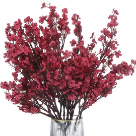 PATIKIL Artificial Flowers, 6pcs European Fake Flowers DIY Bouquet Fake Floral for Home Garden Kitchen Decor Wedding Party Decoration Dark Red