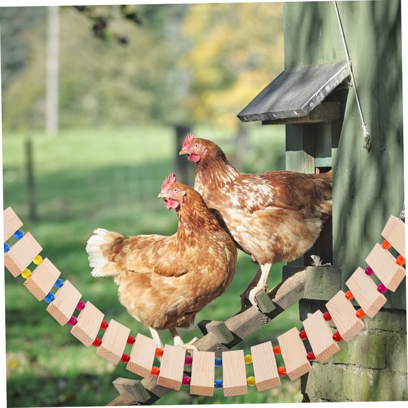 SUPVOX Natural Wood Chicken Ladder Swing for Birds Poultry Durable