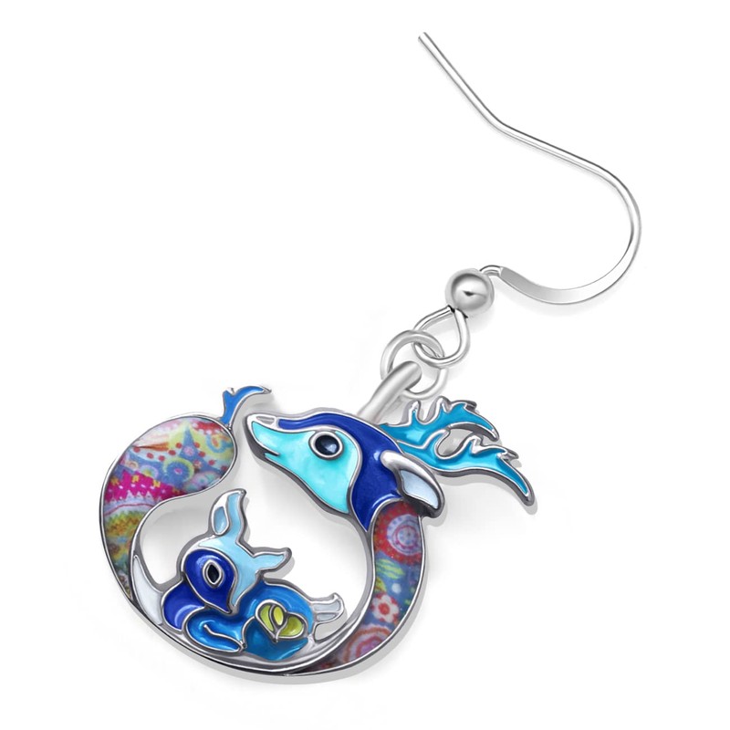 YAYAKO esmalte lindo jirafa pendientes redondos ciervos aleación cuelgan joyas