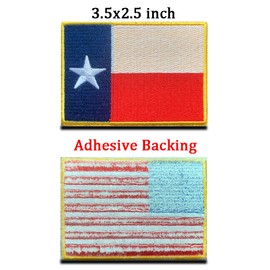 Bulk 4 PCS 3.5x2.5 inch Texas State Flag Embroidered Patch Gold Border Texas TX Military Uniform Iron On Sew On Emblem for Jackets Jeans Clothing Hat Sewing(Texas)