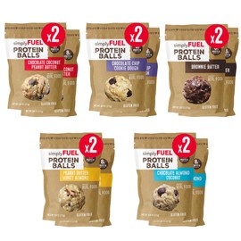 simplyFUEL Ultimate Protein Ball Variety Pack - Whole Food Balls with Probiotics - 8g Protein Snack - Gluten Free Energy Balls (10 Packs)