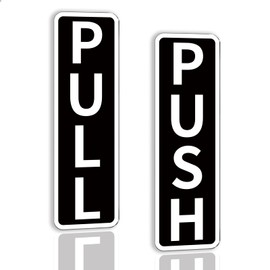 DAGUI Push Pull Sign - 2 pack 1.5x5 inch - Vertical Decal Self-Adhesive, Black/White Vinyl Sticker for Doors in Business, Stores, Cafes, Shops & More. Indoor and Outdoor use.