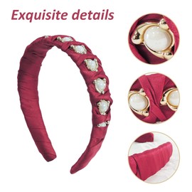 Rhinestone Headband Pearl Women's Fashion - Red Sparkly Headbands for Women Girls 29013