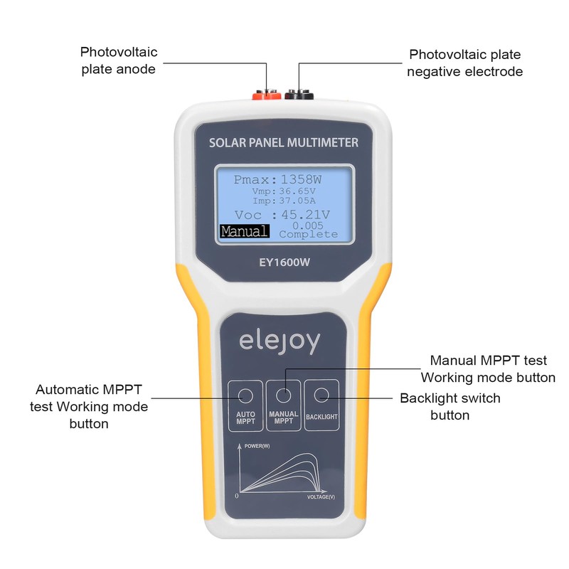 Domary 1600W Photovoltaic Panel Multimeter Solar Panel MPPT Tester Open