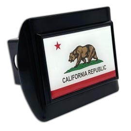 Elektroplate California State Flag All Metal Black Hitch Cover for Trucks and SUVs | Fits Standard 2" Trailer Hitch Receivers | Premium Weatherproof