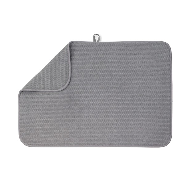 Bellemain XXL Dish Mat 24" x 17" (LARGEST MAT) Microfiber Dish Drying Mat, Super absorbent (Gray)