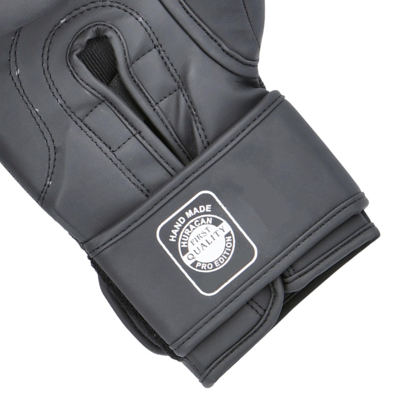 Huracan Premium Boxing Gloves Black Satin 14oz – Velcro