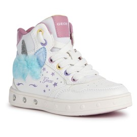 Geox Girls' J Skylin Girl Trainers, White multi-coloured