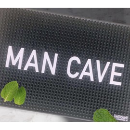 Man Cave 17.7" x 11.8" Funny Bar Spill Mat Rail Countertop Accessory Home Pub Decor Slip Resistant Bar Covering for Craft Brewery Kitchen Cafe Restaurant