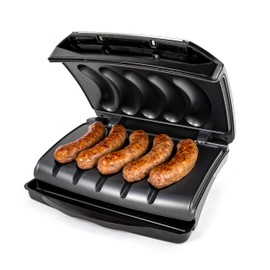 Homecraft Electric Sausage & Brat Grill with Oil Drip Tray, Carry Handle, and Cord Storage, up to 5 Links of Beef, Turkey, Chicken, Veggie Sausages, or Hot Dogs