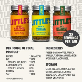 Little's Flavoured Instant Coffee Gift Set, 3 Pack (50g x 3) - Flavours: French Vanilla, Rich Hazelnut, Creamy Caramel - Vegan Friendly, Low Calories, No Added Sugar