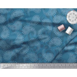 Soimoi Blue Viscose Chiffon Fabric Paisley & Floral Artistic Print Fabric by The Yard 42 Inch Wide