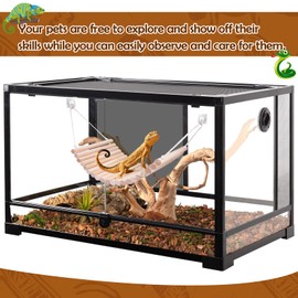 Vodolo Reptile Bridge,Bearded Dragon Hammock,Lizard Tank Climbing Accessories Gecko Reptile Decor for Habitat,Hamster Cage Accessories 12 in