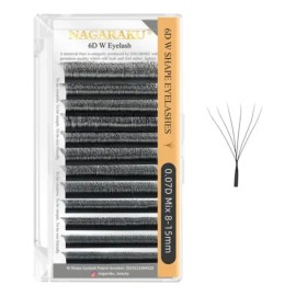 Extensiónes De Pestañas Nagaraku W Shape 6d Mix 8-15mm Color Negro Espesor 0.07 mm Largo 1 mm                                                         