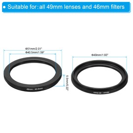 PATIKIL 49mm-40.5mm Metal Step Down Ring, Camera Lens Filter Adapter Ring Aluminum Filter Adapter Ring for Camera Lenses Hood, Black