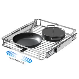 SUZLON Expandable Pull Out Cabinet Organizer,12.2~17.9" W x 22.5" D Heavy Duty Slide Out Shelves Adjustable Height Cabinet Pull Out Shelves,Expandable Width Spice Rack Organizer for Kitchen Cabinet