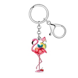 LONYOO Acrylic Pink Flamingo Keychain Tropical Bird Accessories Inspirational Flamingo Gifts for Women Girls Bag Purse Charms (Multicolor)