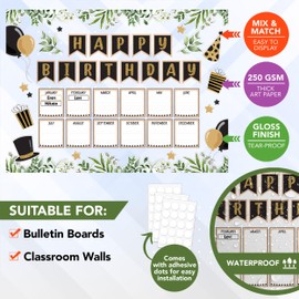 Decorably 103 Pcs Farmhouse Birthday Bulletin Board Set for Classroom with Borders - Classroom Birthday Bulletin Board, Happy Birthday Bulletin Board Set, Birthday Bulletin Board Decorations