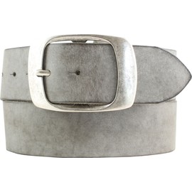BELTINGER Belt Made of Soft Full Cowhide Leather Distressed Look 5 cm with Double Buckle Jeans Belt for Men 50 mm Leather Belt Vintage Look, Dark grey, antique silver.