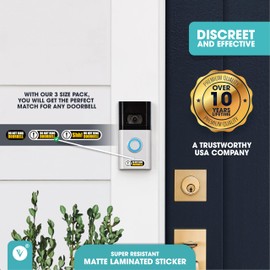 Tiny Do Not Ring Doorbell Small Stickers | Tiny Size Perfect for Video Doorbell | 3 Sizes Front Door Sign for House | Matte Black Weatherproof Stickers | Dont Ring The Bell Small Sign